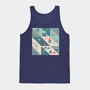 Cute Christmas Patterns Turquoise | Christmas Approaching Tank Top